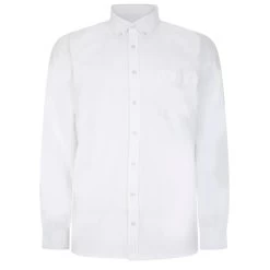 Bigdude Button Down Oxford Long Sleeve Shirt White Tall