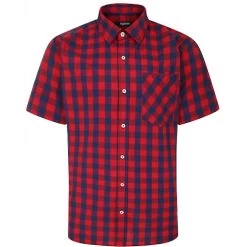 Bigdude Gingham Short Sleeve Shirt Red Tall