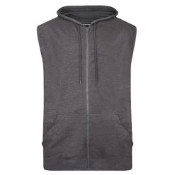 Bigdude Loop Back Sleeveless Hoody Charcoal Tall