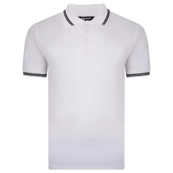Bigdude Tipped Pique Polo Shirt White Tall