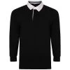 Bigdude Rugby Style Long Sleeve Polo Shirt Black