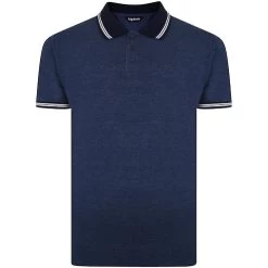 Bigdude Contrast Tipped Polo Shirt Denim Marl Tall