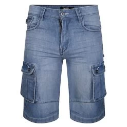 Bigdude Cargo Denim Shorts Light Wash