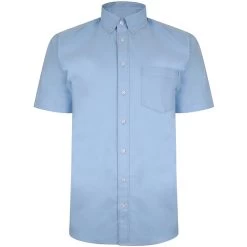 Bigdude Oxford Short Sleeve Shirt Light Blue Tall