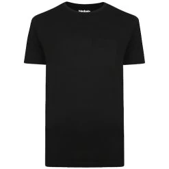 Bigdude Plain Crew Neck T-Shirt With Pocket Black Tall