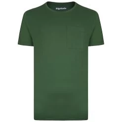 Bigdude Plain Crew Neck T-Shirt With Pocket Deep Green Tall