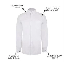 Bigdude Oxford Long Sleeve Shirt White Tall -Urban Fit Shop bdde8aac bd19ls120white