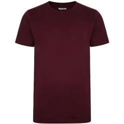 Bigdude Plain Crew Neck T-Shirt With Pocket Burgundy Tall