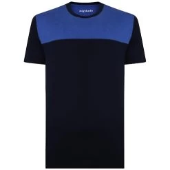 Bigdude Cut & Sew 2 Tone T-Shirt Navy/Royal Blue Tall