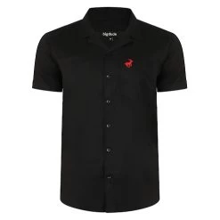 Bigdude Relaxed Collar Short Sleeve Shirt Black