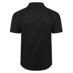 Bigdude Relaxed Collar Short Sleeve Shirt Black -Urban Fit Shop black shirt red deer logo 3