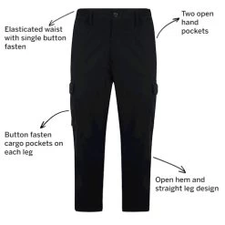 Bigdude Elasticated Waist Cargo Trousers Black -Urban Fit Shop c1c42c3b 015