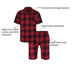 Bigdude Woven Checked Pyjama Set Red/Navy -Urban Fit Shop c1fec9a5 3