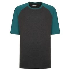 Bigdude Contrast Raglan Sleeve T-Shirt Charcoal/Green Tall