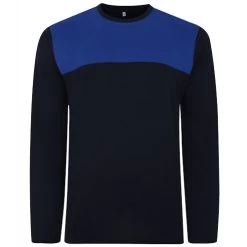 Bigdude Cut & Sew 2 Tone Long Sleeve T-Shirt Navy/Royal Blue Tall