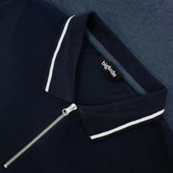 Bigdude Colour Block Zipped Polo Shirt Navy/Denim -Urban Fit Shop cd4fa94c img 8687