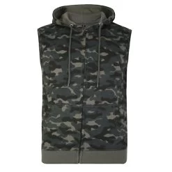 Bigdude Hooded Camo Gilet Khaki