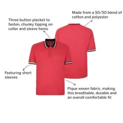 Bigdude Two Tone Contrast Polo Shirt Red -Urban Fit Shop d6e4031c 07