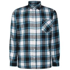 Bigdude Long Sleeve Check Flannel Shirt Light Blue Tall