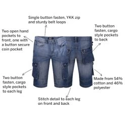 Bigdude Cargo Denim Shorts Mid Wash -Urban Fit Shop d97f35a4 02