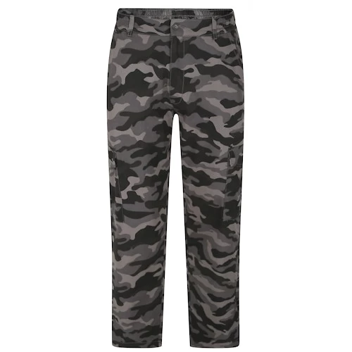 Bigdude Elasticated Waist Camo Cargo Trousers Charcoal 4 Bigdude Elasticated Waist Camo Cargo Trousers Charcoal - Image 2