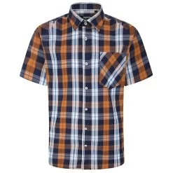Bigdude Short Sleeve Check Shirt Orange