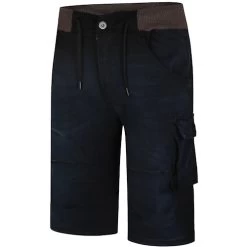 Bigdude Jersey Waistband Denim Shorts Black