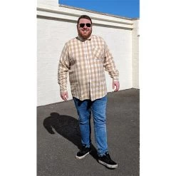 Bigdude Summer Long Sleeve Flannel Shirt Beige -Urban Fit Shop e2e1d465 bd23ls01 65 beige