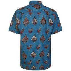 Bigdude Relaxed Collar Peacock Print Short Sleeve Shirt Denim -Urban Fit Shop e451b52d bd23ss03 07 2