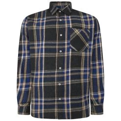 Bigdude Long Sleeve Check Flannel Shirt Royal Blue Tall