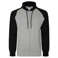 Bigdude Contrast Raglan Full Zip Hoody Grey Marl/Black