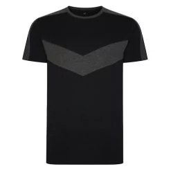 Bigdude Chevron Cut And Sew T-Shirt Black/Charcoal