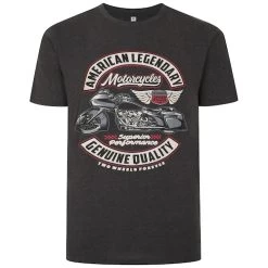Bigdude Motorcycle Print T-Shirt Charcoal Tall
