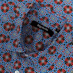 Bigdude Retro Flower Print Long Sleeve Poplin Shirt Blue/Red -Urban Fit Shop ed27cf38 img 8730