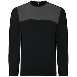 Bigdude Cut & Sew 2 Tone Long Sleeve T-Shirt Black/Charcoal Tall
