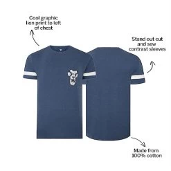 Bigdude Cut & Sew Lion Print T-Shirt Dark Denim -Urban Fit Shop ef238767 bd23ts1420blue