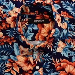 Bigdude Floral Short Sleeve Poplin Shirt Navy -Urban Fit Shop f113e49c img 8765