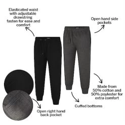 Bigdude Basic Cuffed Joggers Twin Pack Black/Charcoal -Urban Fit Shop f6a5ea79 bd23j1020twin20grey
