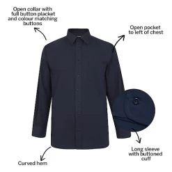 Bigdude Classic Long Sleeve Poplin Shirt Navy -Urban Fit Shop f865c5ff bd19ls120blue
