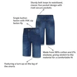 Bigdude Stretch Turn Up Denim Shorts Mid Blue Wash -Urban Fit Shop fb22e5dd shorts2