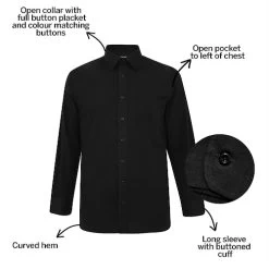 Bigdude Classic Long Sleeve Poplin Shirt Black -Urban Fit Shop fe68ef31 bd19ls120black