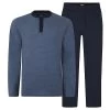Bigdude Contrast Grandad Long Sleeve Pyjama Set Dark Denim Marl/Navy -Urban Fit Shop fef6437c bd23pj07202