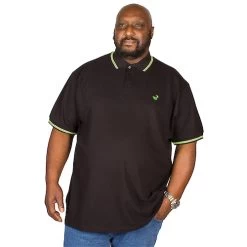Bigdude Tipped Polo Shirt Black/Green Tall -Urban Fit Shop img 0019 clipped rev 1 2