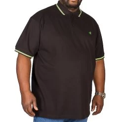 Bigdude Tipped Polo Shirt Black/Green Tall