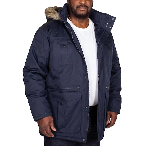 Bigdude Full Zip Parka Coat Navy 7 Bigdude Full Zip Parka Coat Navy - Image 5