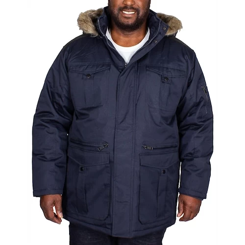 Bigdude Full Zip Parka Coat Navy 4 Bigdude Full Zip Parka Coat Navy - Image 2