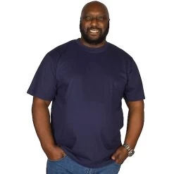 Bigdude Plain Crew Neck T-Shirt Navy Tall -Urban Fit Shop img 1539 clipped rev 1 2 1