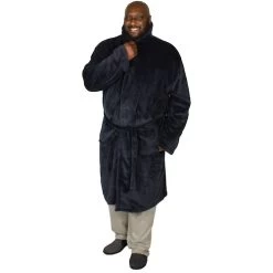 Bigdude Plain Fleece Dressing Gown Navy -Urban Fit Shop img 2581 clipped rev 1
