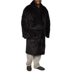 Bigdude Plain Fleece Dressing Gown Black -Urban Fit Shop img 2587 clipped rev 1