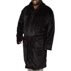 Bigdude Plain Fleece Dressing Gown Black -Urban Fit Shop img 2588 clipped rev 1